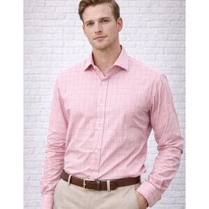 Burberry London Pink Long Sleeve Graphic Check Button Front Shirt 16.5/35